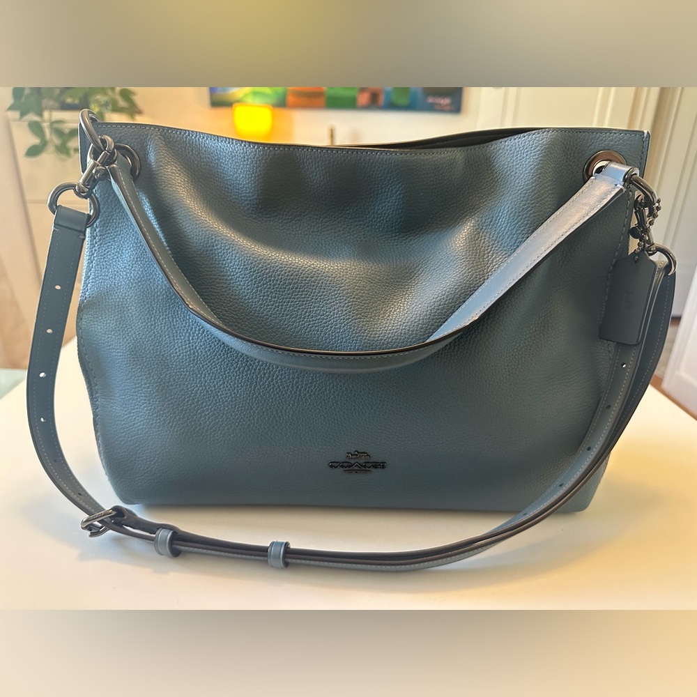 Coach Leather Clarkson Hobo bag, blue (“Mineral”)